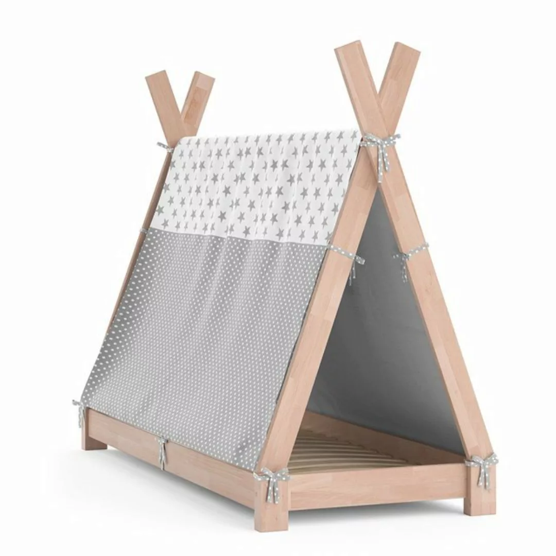 VitaliSpa® Kinderbett Tipi, Naturholz, 70x140 cm mit Überwurf günstig online kaufen