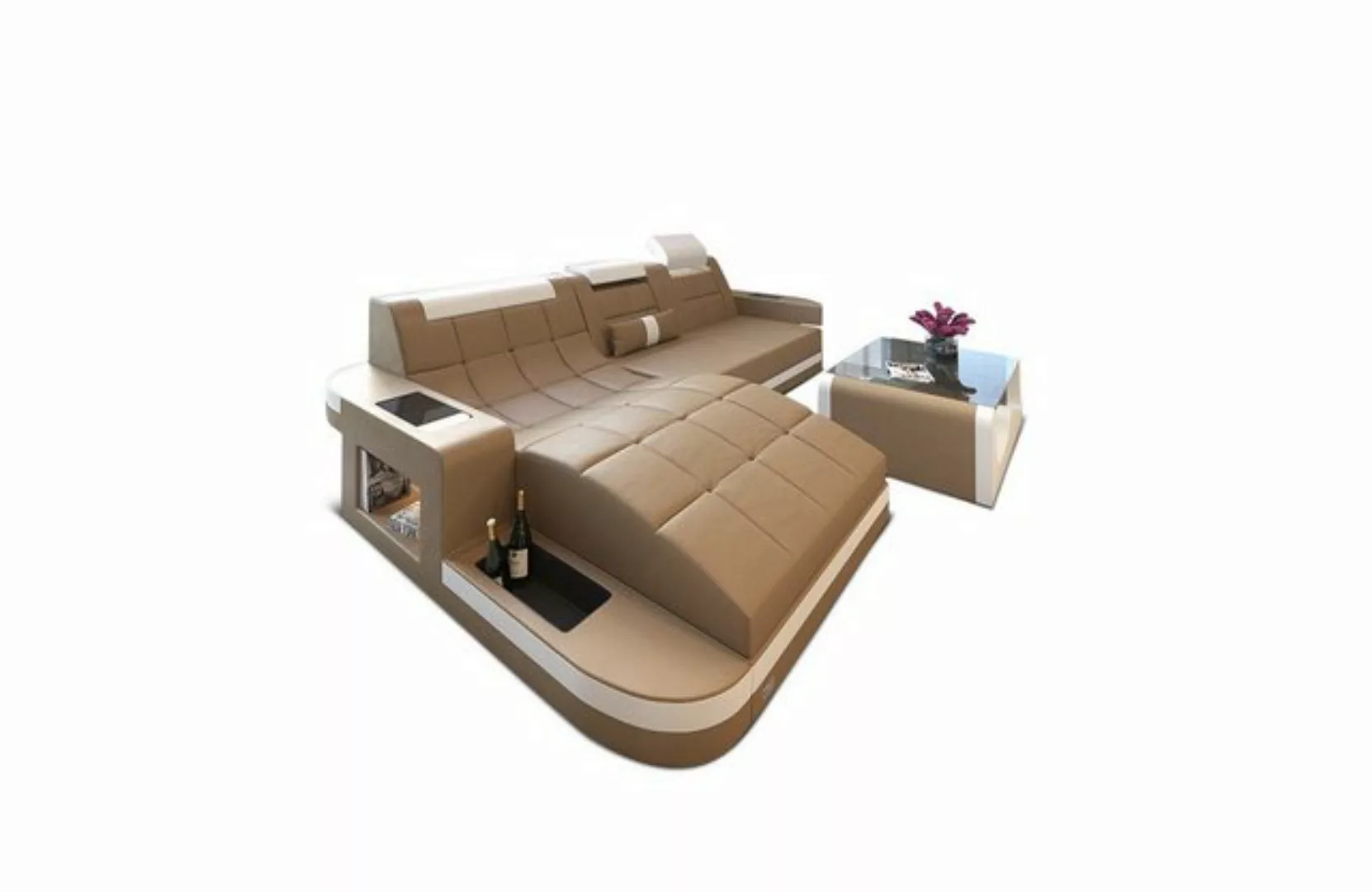 Sofa Dreams Ecksofa Ledersofa Wave Mini L Form, Designersofa, Sofa mit Lich günstig online kaufen