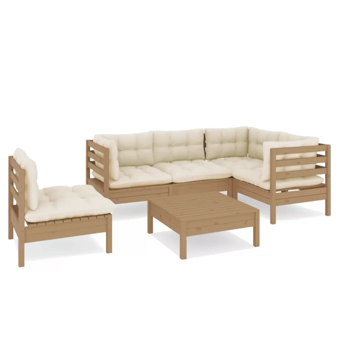 6-tlg. Garten-lounge-set Mit Kissen Honigbraun Kiefernholz günstig online kaufen