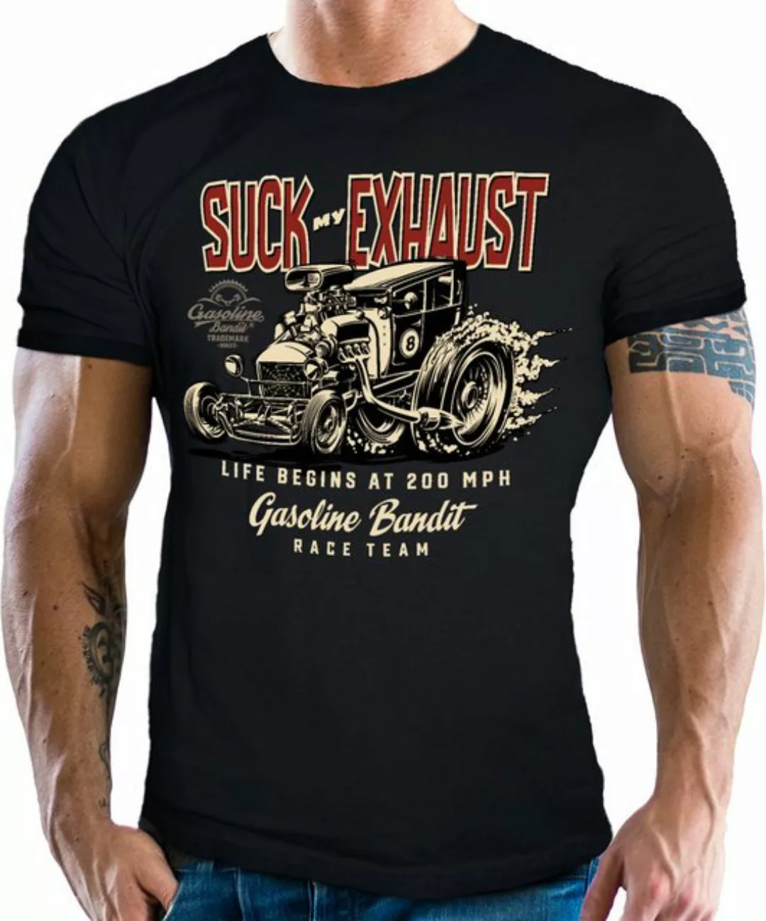 GASOLINE BANDIT® T-Shirt für Hotrod US-Car Muscle-Car Fans - Life Begins at günstig online kaufen