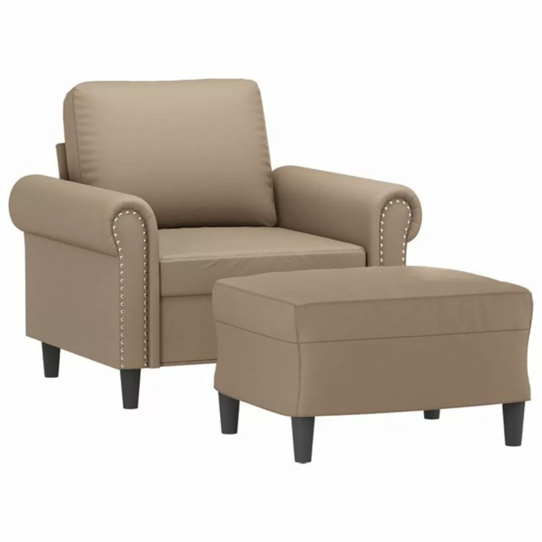 vidaXL Sofa Sessel mit Hocker Cappuccino-Braun 60 cm Kunstleder günstig online kaufen