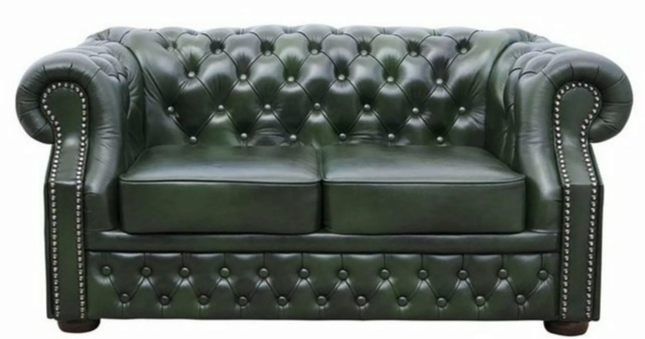 Casa Padrino 2-Sitzer Luxus Echtleder 2er Sofa Dunkelgrün 180 x 90 x H. 80 günstig online kaufen