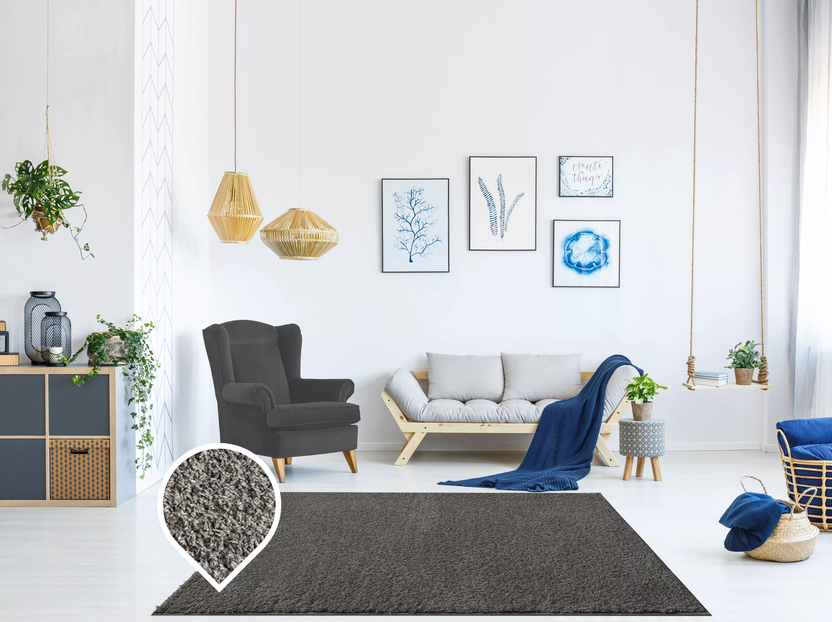 my home Hochflor-Teppich »Andor«, rechteckig günstig online kaufen