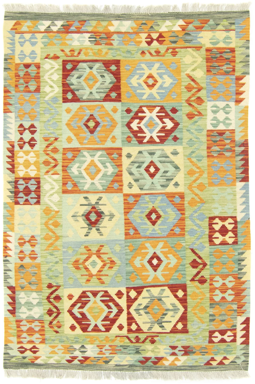 morgenland Wollteppich »Kelim Afghan Teppich handgewebt blau«, rechteckig, günstig online kaufen