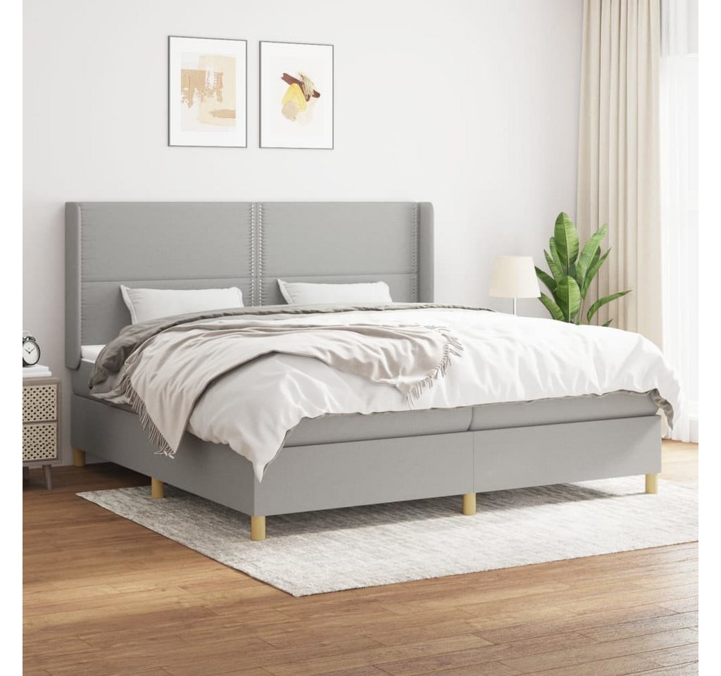 vidaXL Boxspringbett Boxspringbett mit Matratze Hellgrau 200x200 cm Stoff B günstig online kaufen