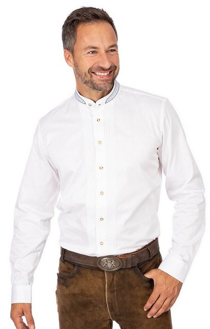 Almsach Trachtenhemd Stehkragenhemd JAKOB weiß jeans (Slim Fit) günstig online kaufen