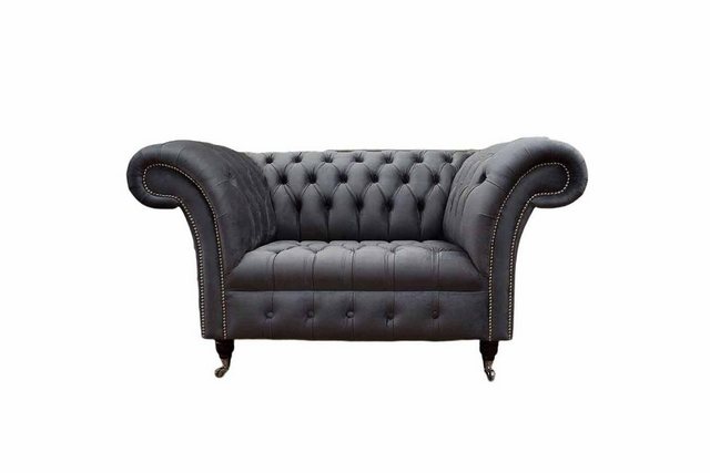 JVmoebel Sofa Graue Chesterfield Design Stoff Couch Sessel 1.5 Sitz Polster günstig online kaufen