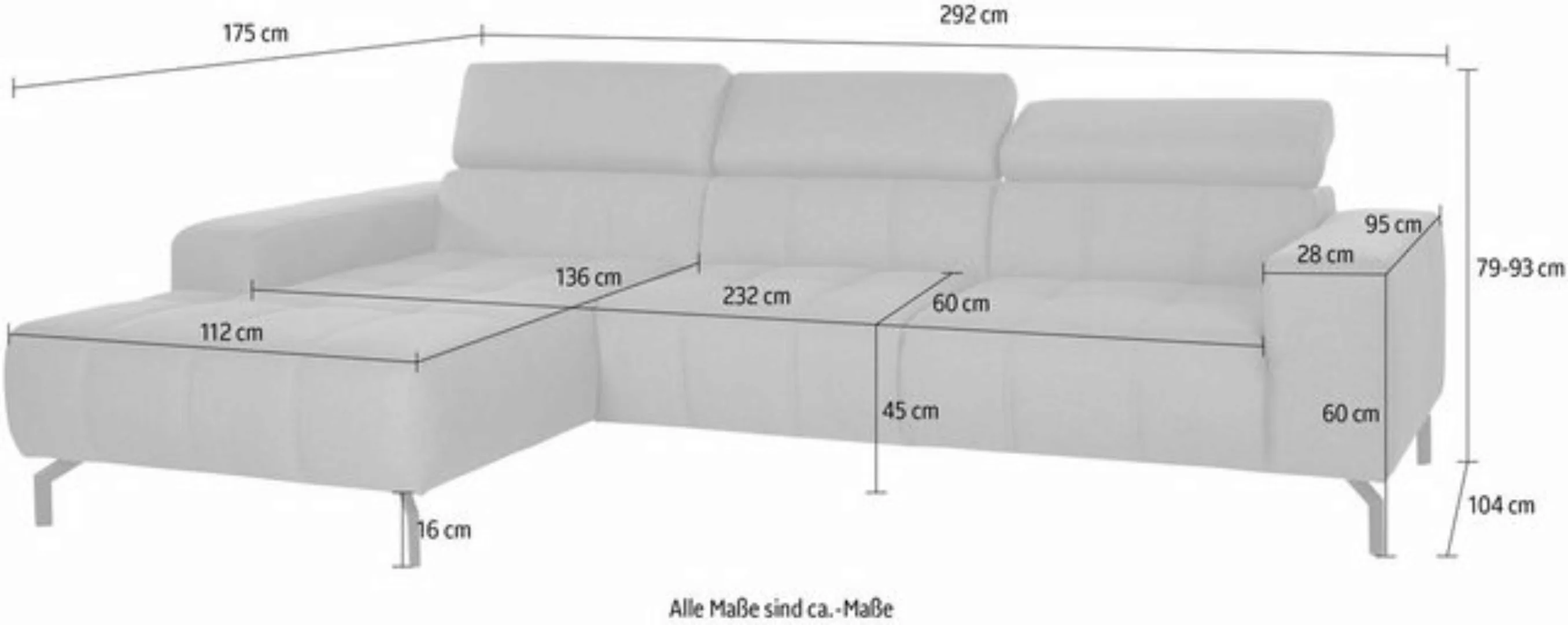 DOMO collection Ecksofa "Cunelli L-Form", wahlweise inklusive 6-fach verste günstig online kaufen