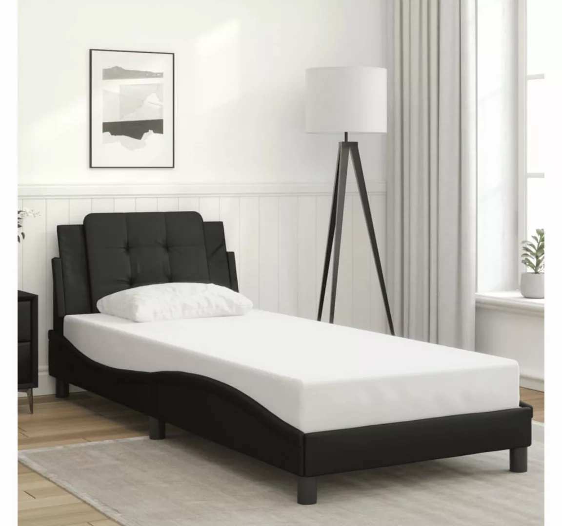 vidaXL Bett Bettgestell mit Kopfteil Schwarz 80x200 cm Kunstleder günstig online kaufen