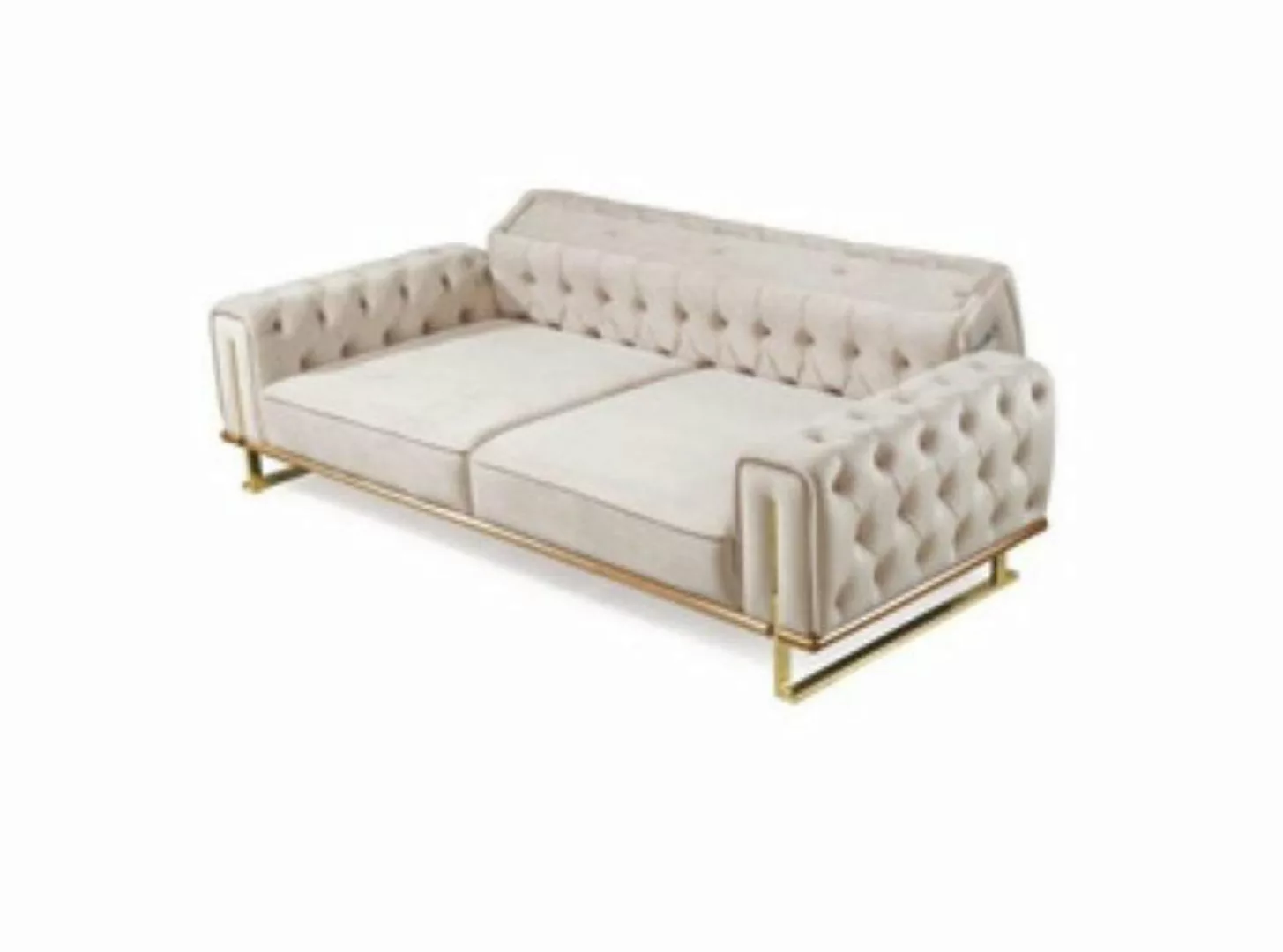 JVmoebel Sofa Beiges Chesterfiled Sofa 3 Sitzer Wohnzimmer Luxus Couchen St günstig online kaufen