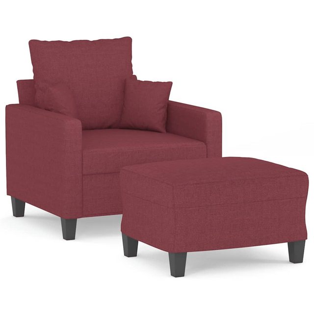 vidaXL Sofa Sessel mit Hocker 60 cm Stoff, Rot günstig online kaufen