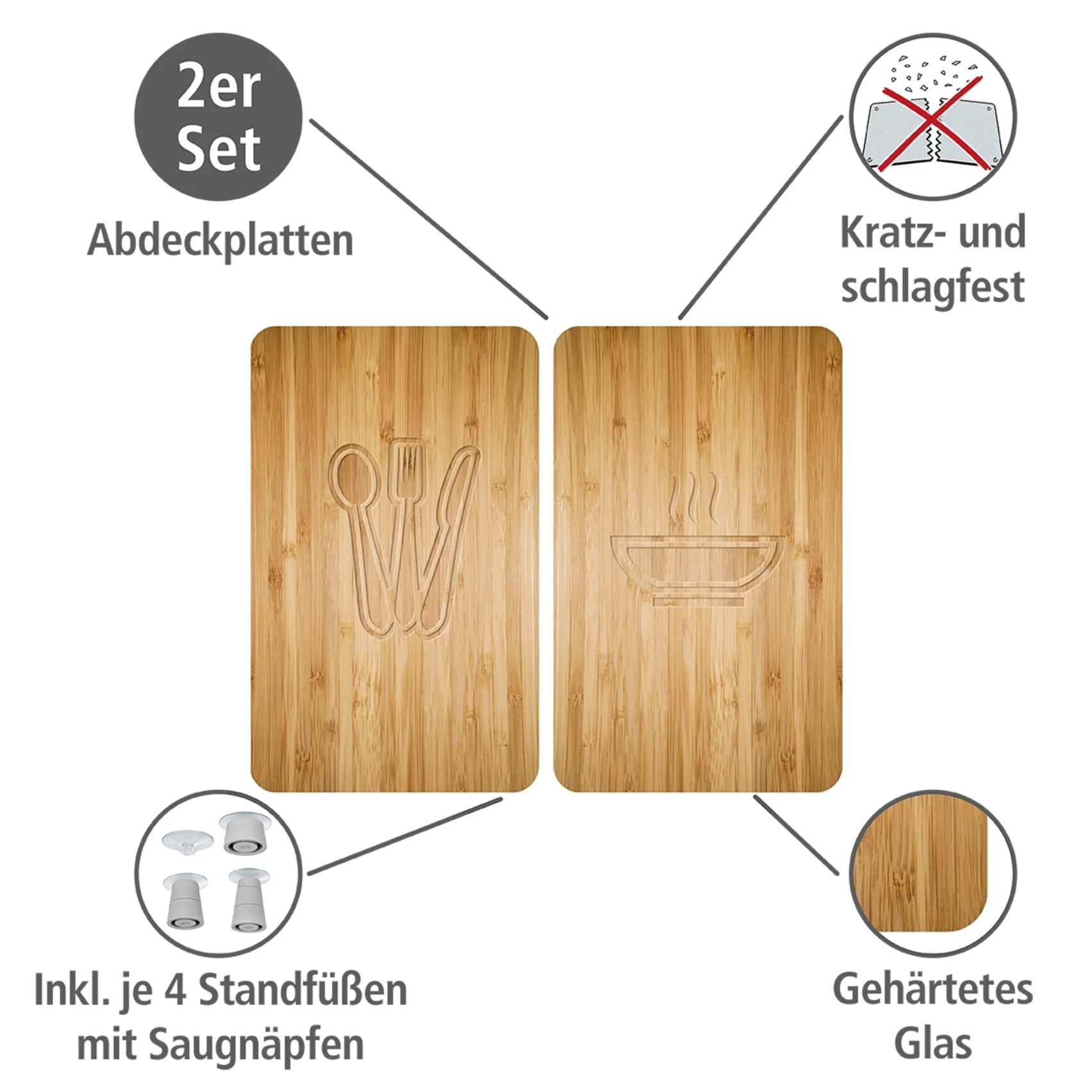 WENKO Herd-Abdeckplatte »Universal Modell Lunch«, (Set, 2 tlg.), Herdabdeck günstig online kaufen