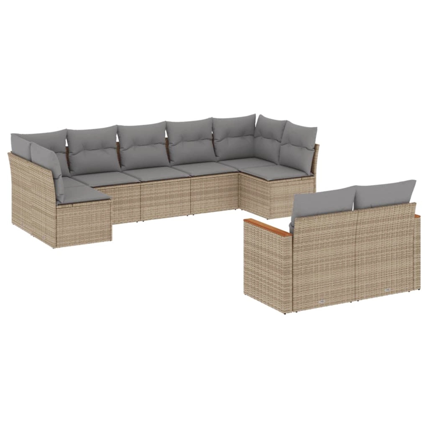 vidaXL 9-Tlg Garten-Sofagarnitur mit Kissen Beige Poly Rattan 3258692 günstig online kaufen