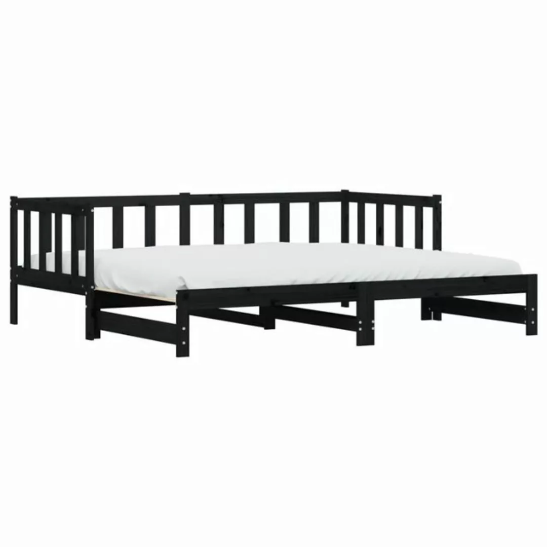 furnicato Bett Tagesbett Ausziehbar Schwarz 90x190 cm Massivholz Kiefer günstig online kaufen