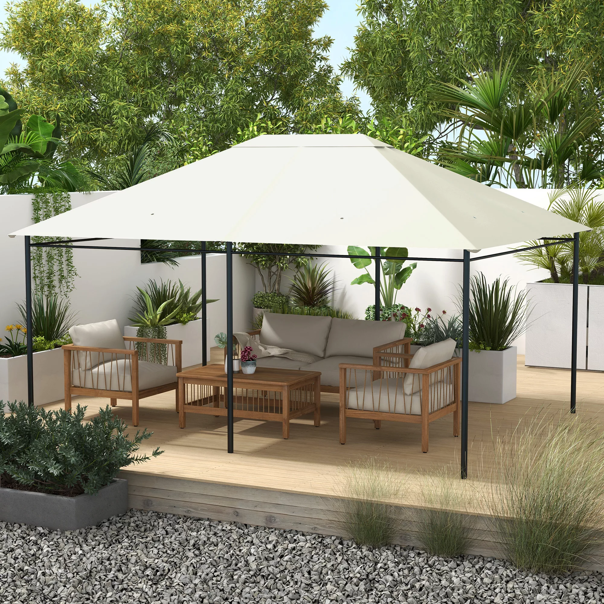 Outsunny Ersatzdach für Gartenpavillon 3,97x2,97m  UV-Schutz, Wasserdichtes günstig online kaufen