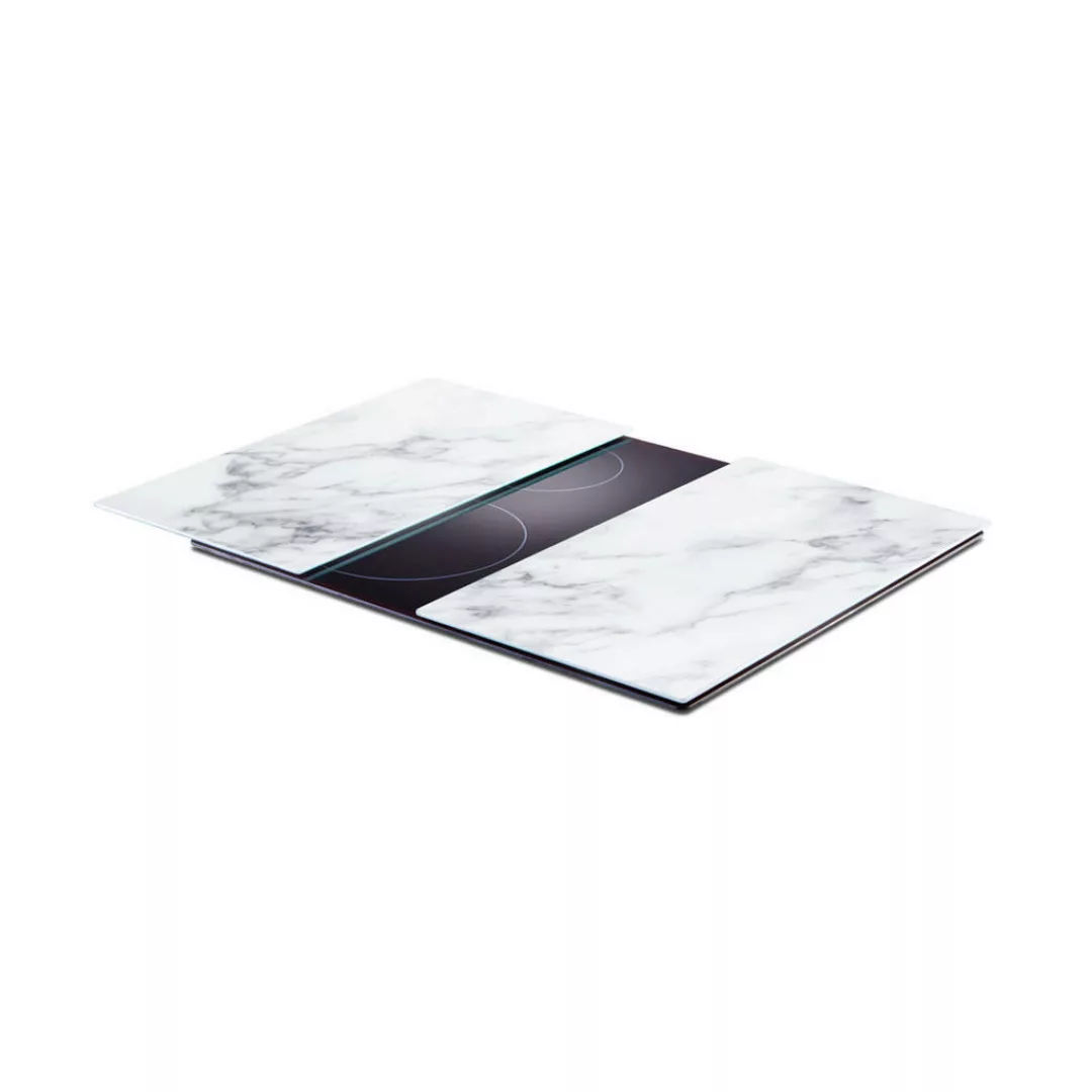 Zeller Herdabdeck-/Schneideplattenset Marmor Marmoroptik Glas B/H/L: ca. 30 günstig online kaufen