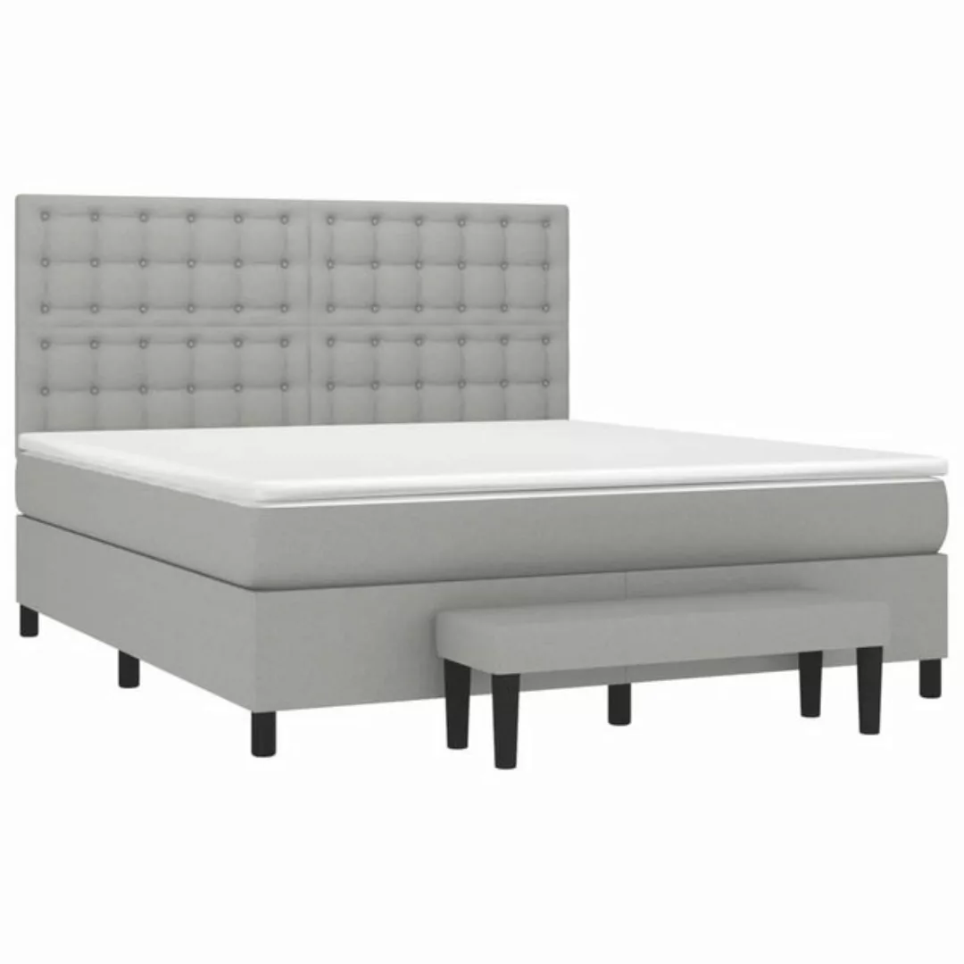 furnicato Bett Boxspringbett mit Matratze Hellgrau 160x200 cm Stoff (1-tlg) günstig online kaufen