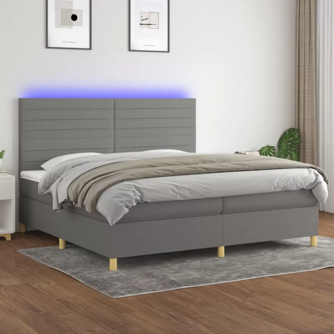 Vidaxl Boxspringbett Mit Matratze & Led Dunkelgrau 200x200 Cm Stoff günstig online kaufen