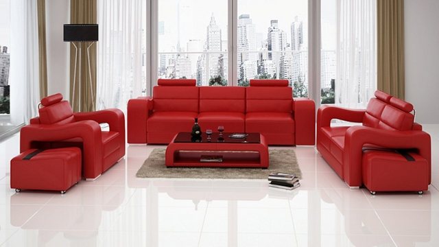 JVmoebel Sofa Ledersofa Couch Wohnlandschaft 3+2+1 Sitzer Modern Sofa, Made günstig online kaufen