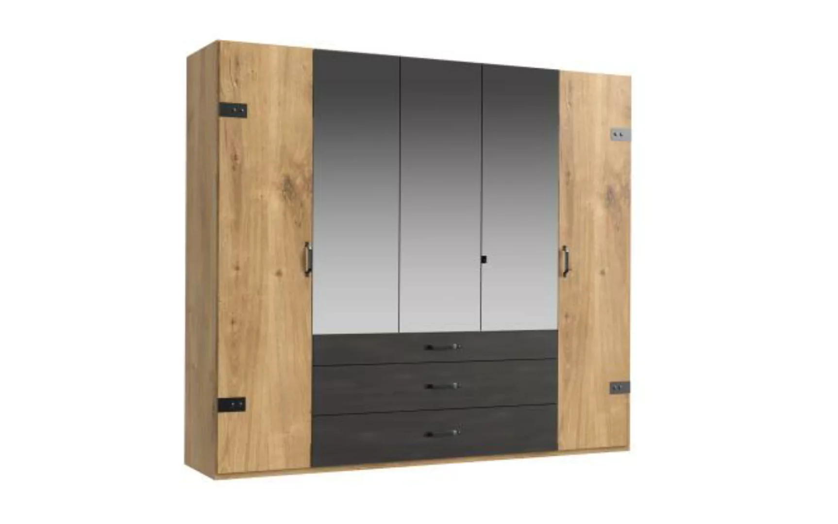 Kleiderschrank 5trg mit 3 Spiegel DETROIT von FRESHTOGO braun günstig online kaufen