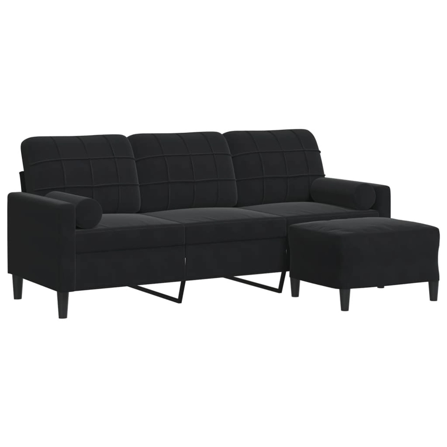 vidaXL 3-Sitzer-Sofa mit Hocker Schwarz 180 cm Samt 2163327 günstig online kaufen