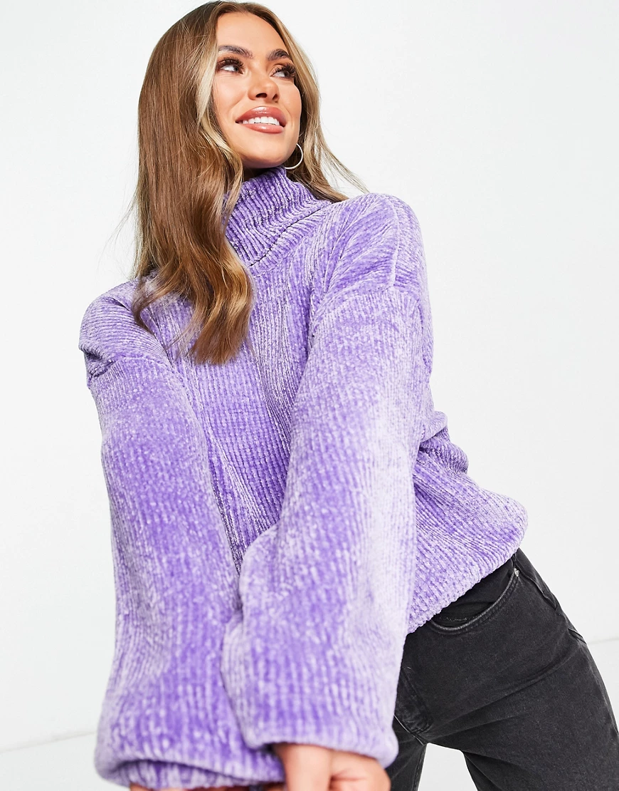 Urban Classics – Langarmpullover mit hohem Halsausschnitt in Lavendel-Viole günstig online kaufen