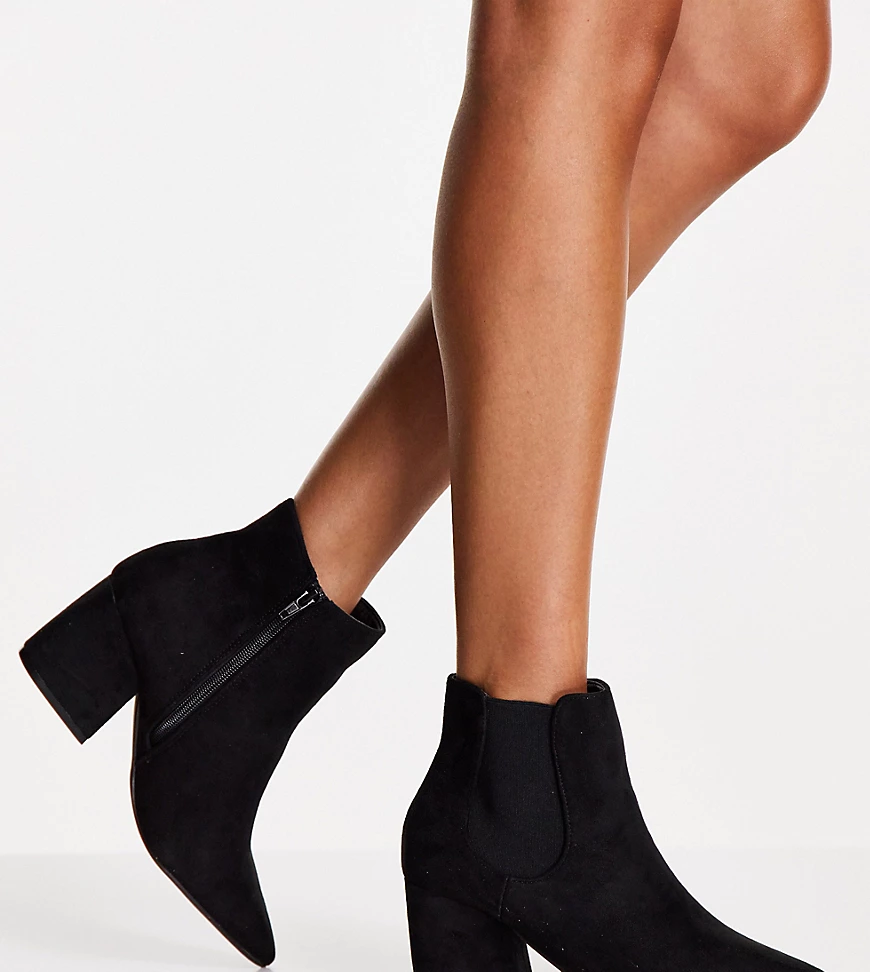 Simply Be Wide Fit – Ariella – Spitze, hohe Ankle-Boots in Schwarz, weite P günstig online kaufen