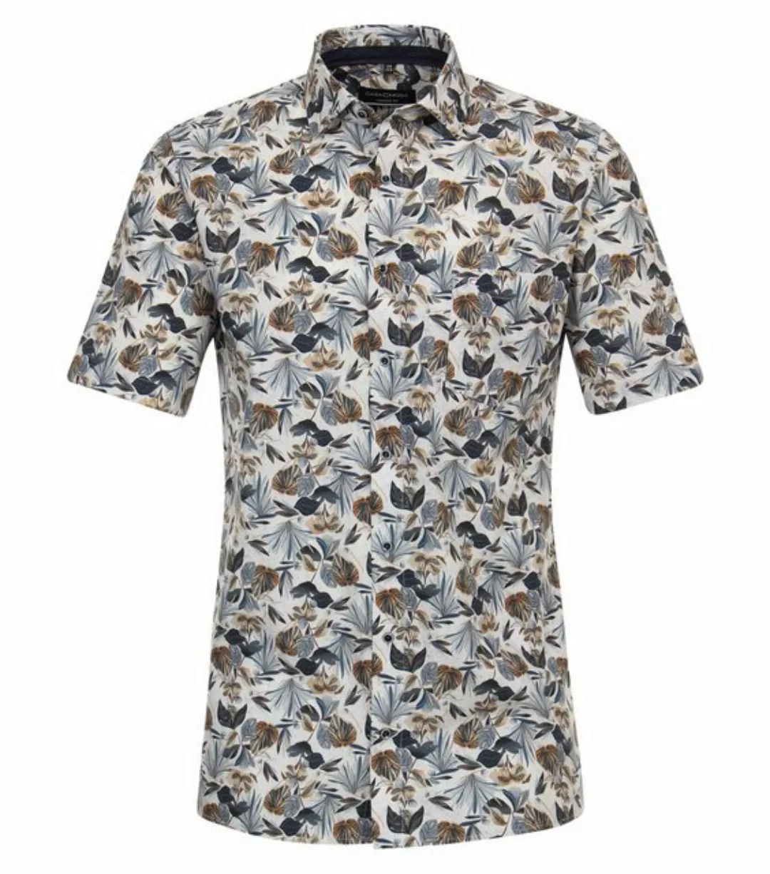 CASAMODA Businesshemd Kurzarmhemd - Comfort Fit - Florales Muster - Blau günstig online kaufen