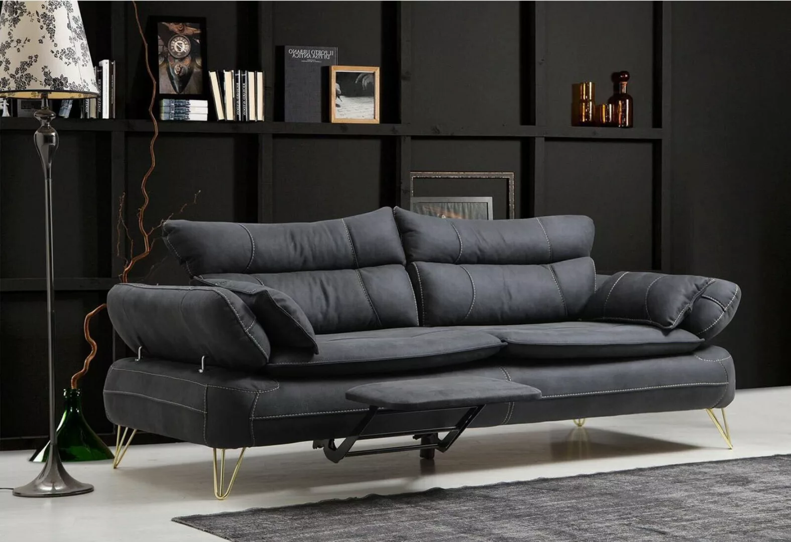 JVmoebel Sofa Schwarzer Dreisitzer Polster Couch Luxus 3-Sitzer Sofa Edelst günstig online kaufen