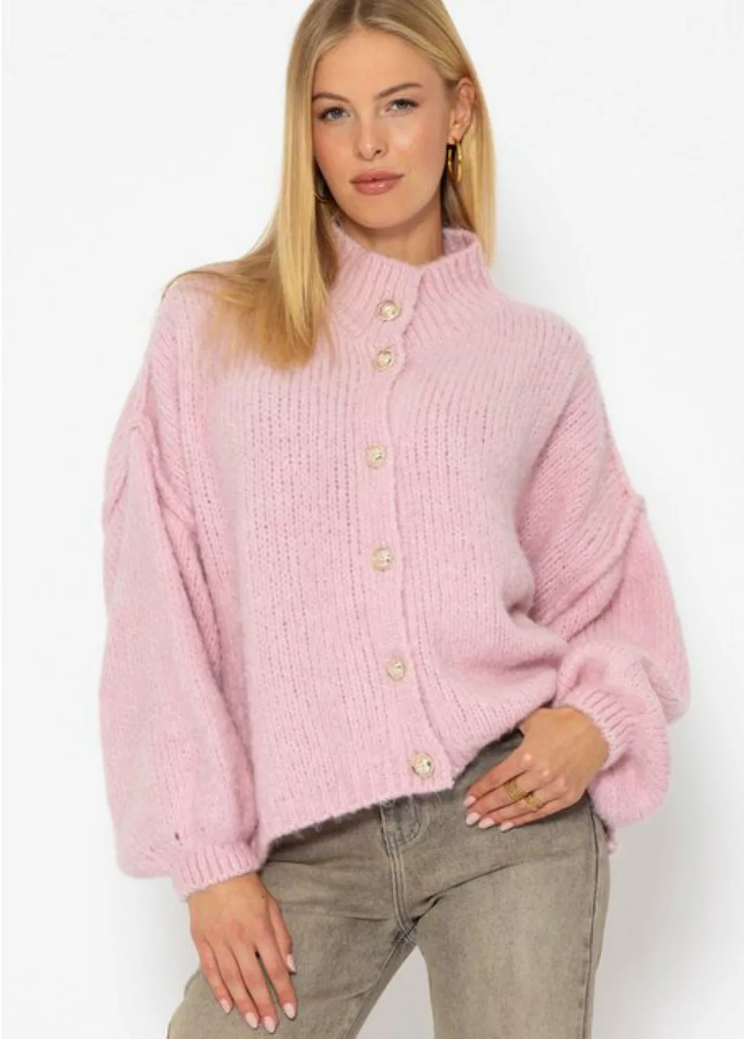 SASSYCLASSY Cardigan Oversize Strickjacke Damen mit Knöpfen Jessica Haller günstig online kaufen