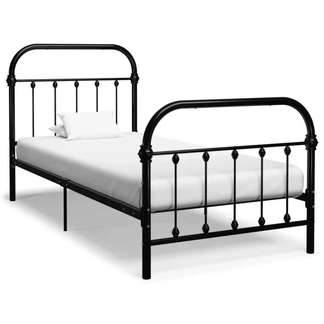 vidaXL Bettgestell Bettgestell Schwarz Metall 180200 cm Bett Bettrahmen Bet günstig online kaufen