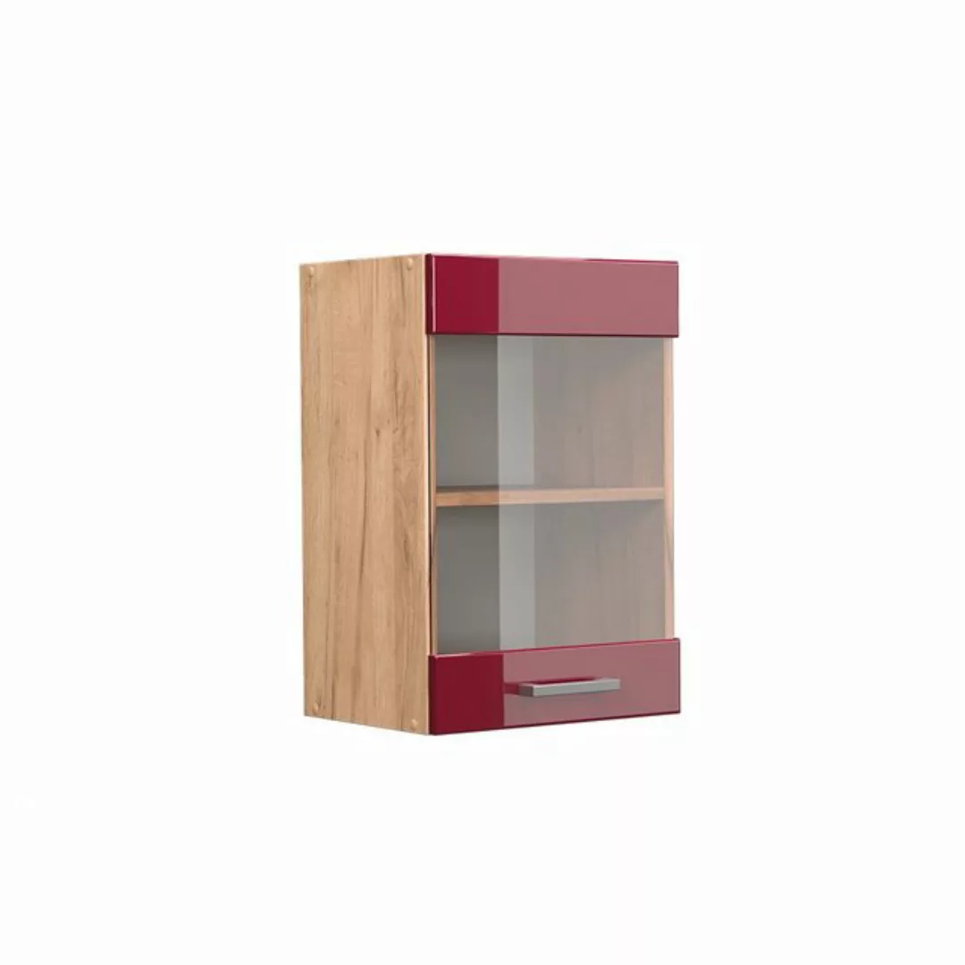 Vicco Glashängeschrank R-Line, Bordeaux Hochglanz/Goldkraft Eiche, 40 cm günstig online kaufen