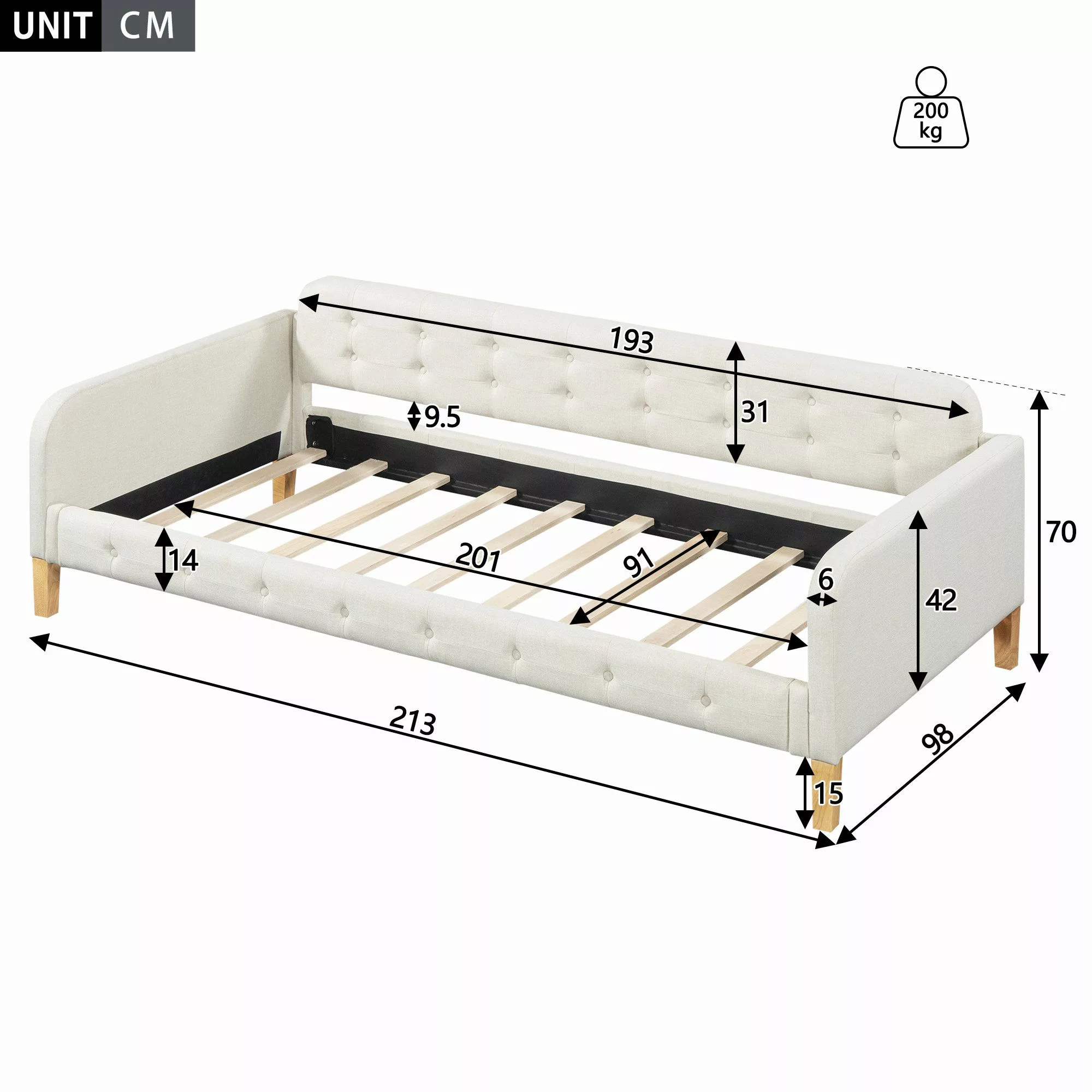 Ulife Daybett Leinen Schlafsofa Sofabett Einzelbett günstig online kaufen