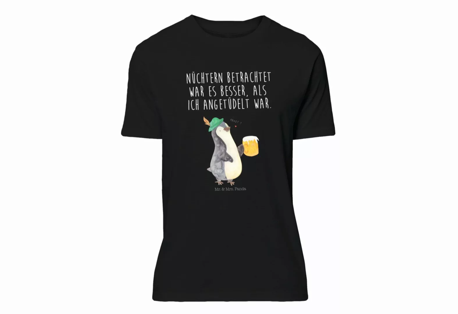 Mr. & Mrs. Panda T-Shirt Pinguin Bier - Schwarz - Geschenk, Party, Nachthem günstig online kaufen