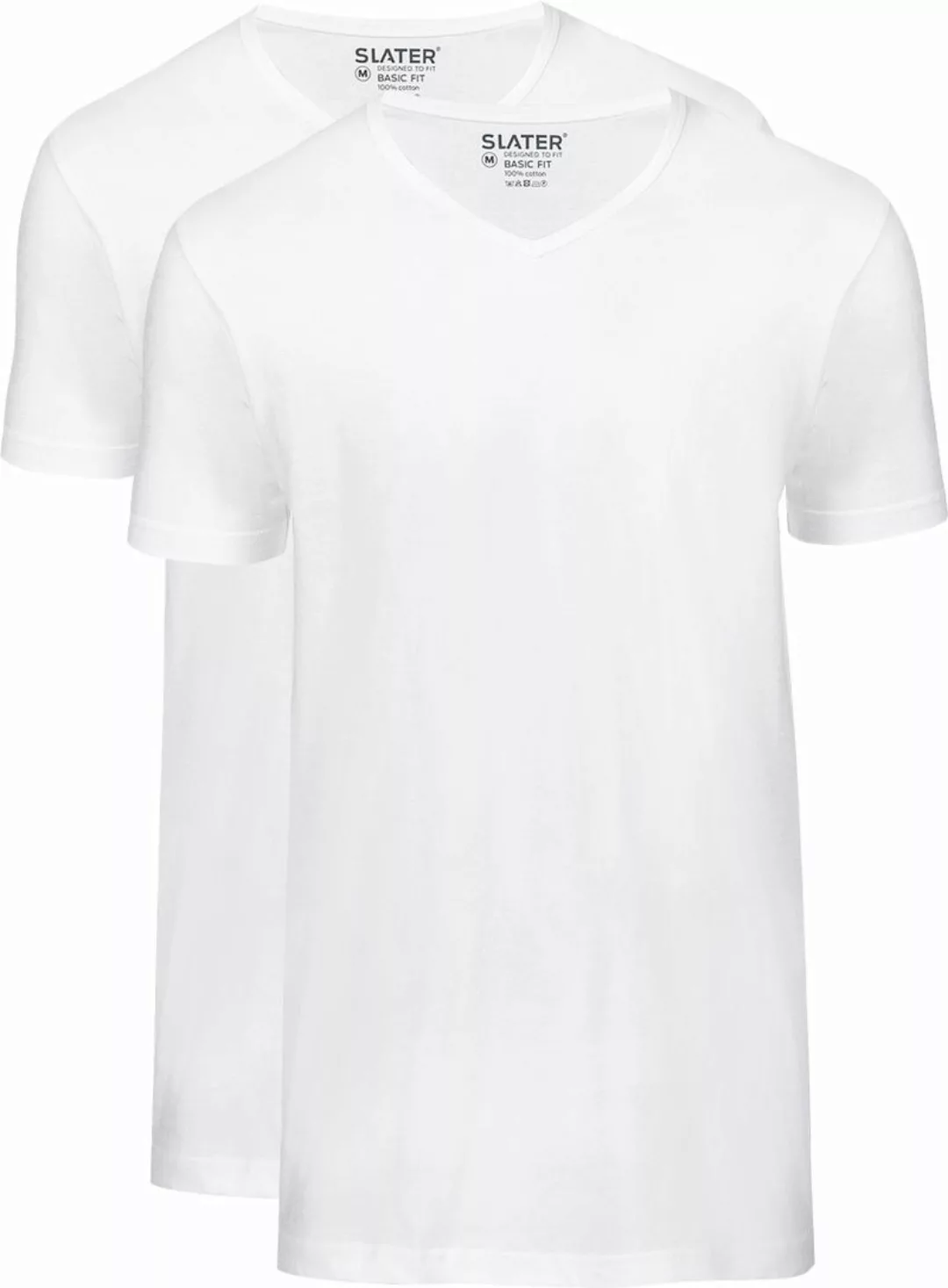 Slater 2er-Pack Basic Fit T-shirt V-Ausschnitt Weiß - Größe S günstig online kaufen