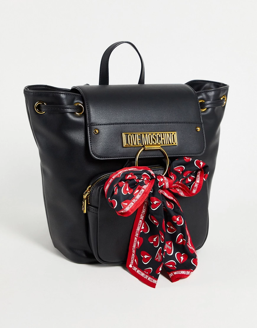 Love Moschino – Rucksack in Schwarz mit Tuch günstig online kaufen