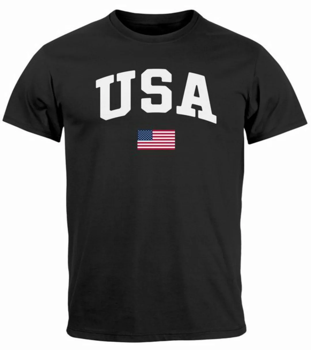 Neverless Print-Shirt Herren T-Shirt USA Schriftzug College Retro US Flagge günstig online kaufen