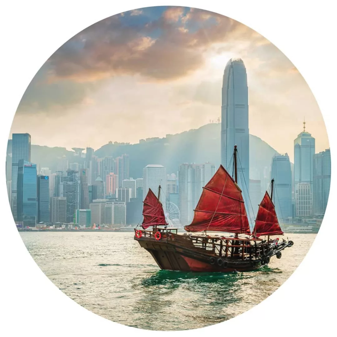 Wallart Fototapete Skyline With Junk Boat Rund 142,5 Cm günstig online kaufen