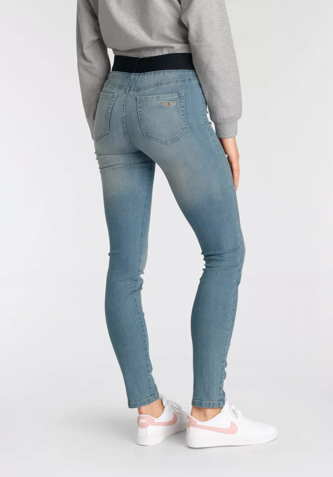 Arizona Skinny-fit-Jeans extra-enger Schnitt, komfortable Leibhöhe, Used-Lo günstig online kaufen