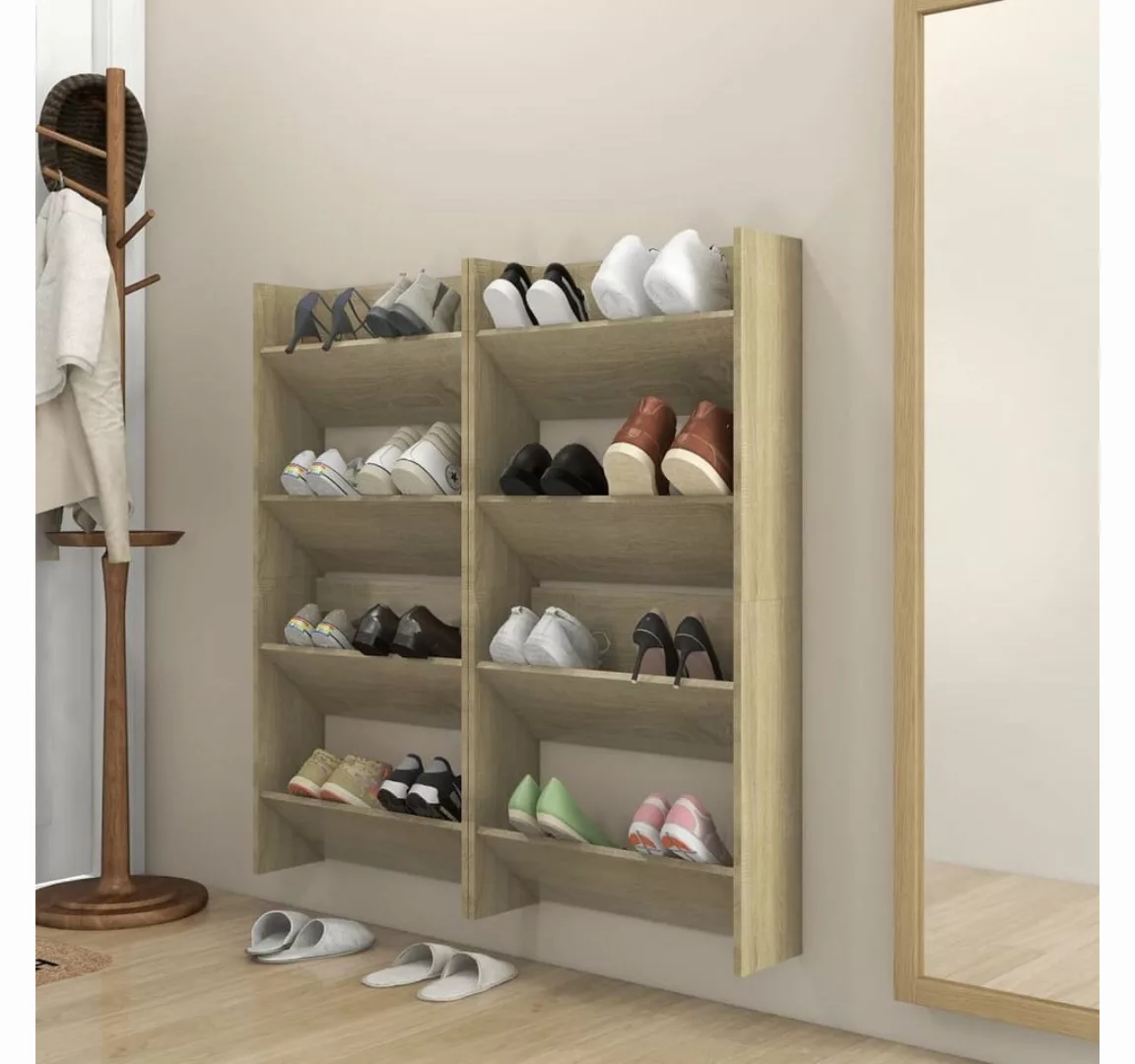 furnicato Hängeschuhschrank Wand-Schuhschränke 4 Stk. Sonoma-Eiche 60x18x60 günstig online kaufen