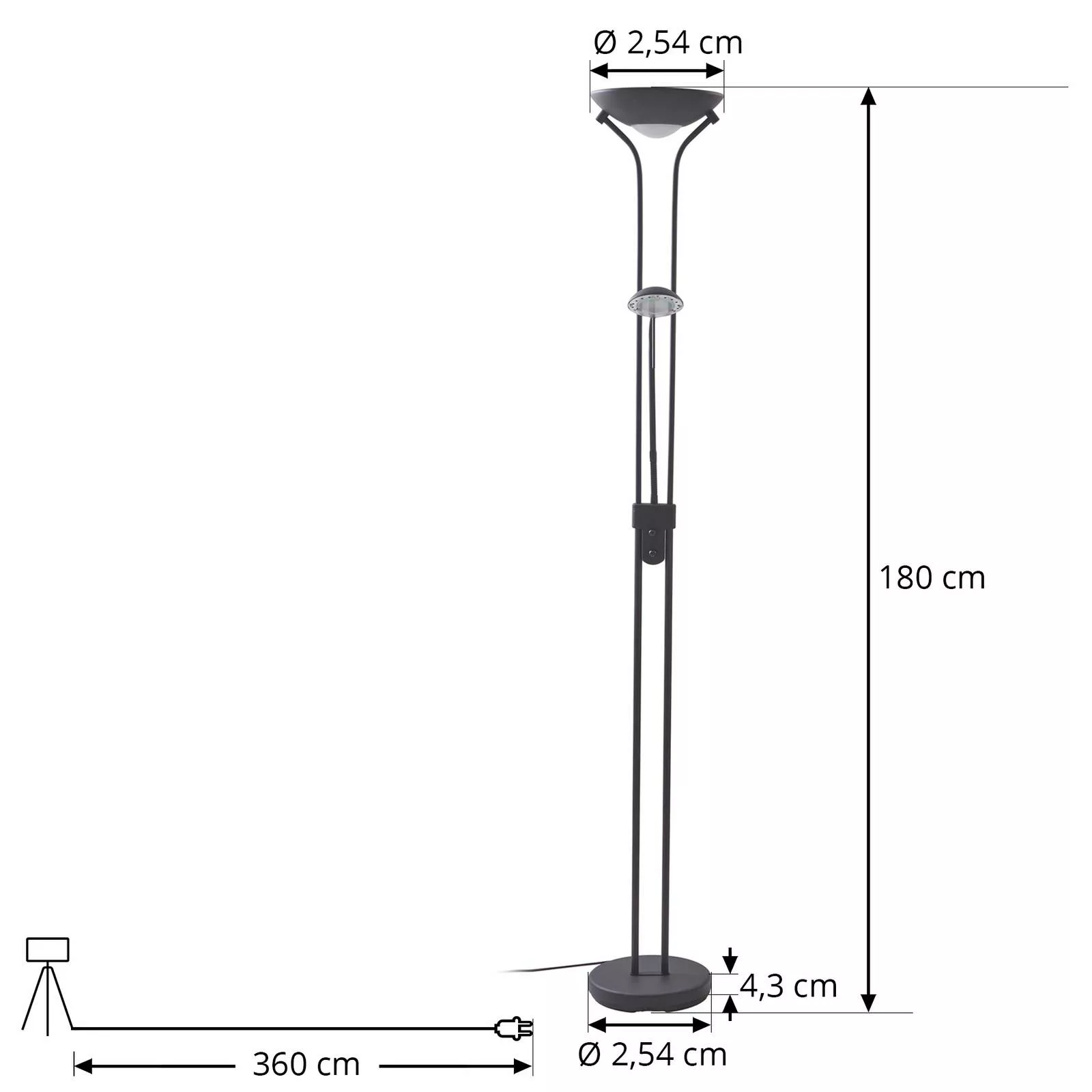 Lindby Josefin LED-Deckenfluter, Leselicht, schwarz günstig online kaufen