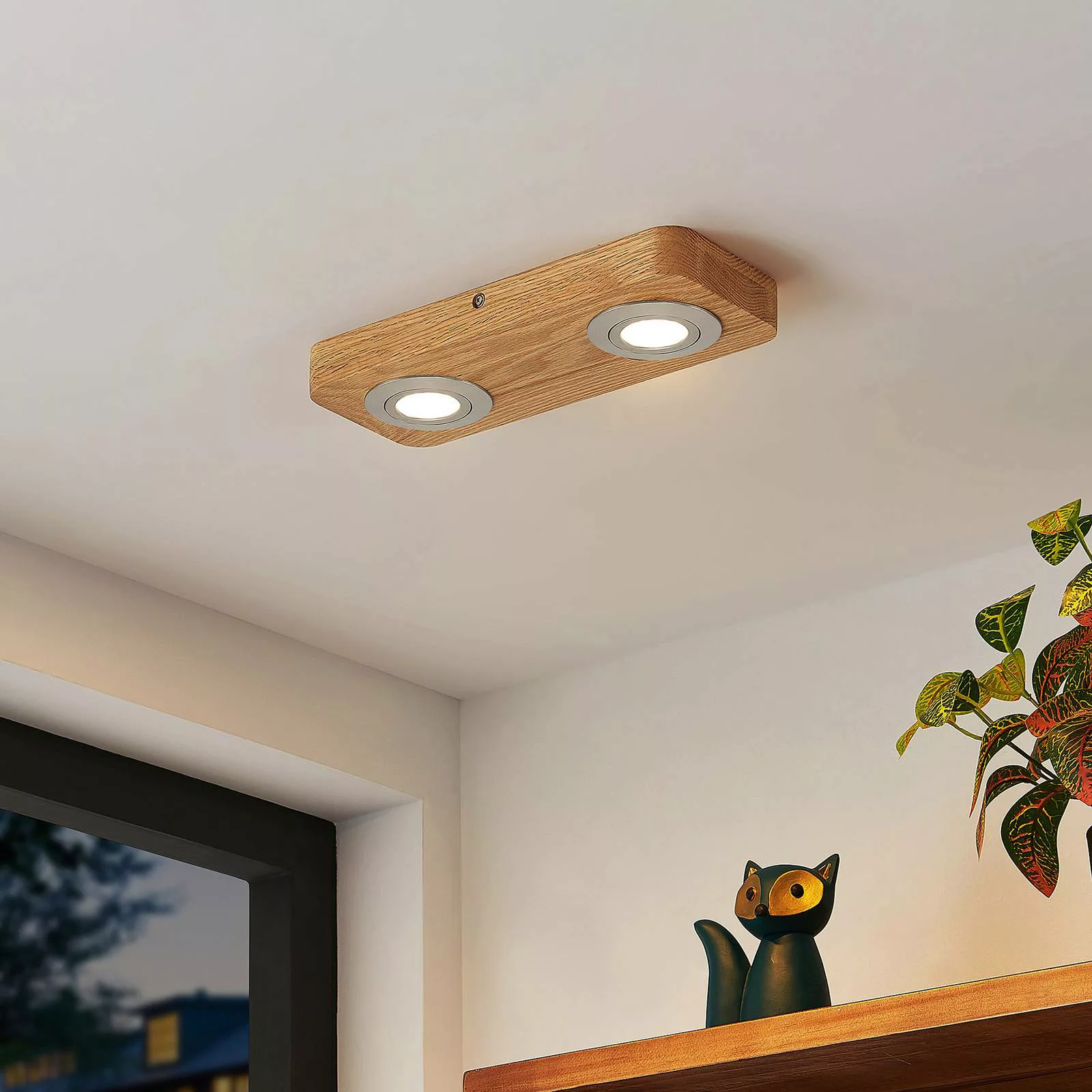 Lindby Mikari LED-Deckenleuchte aus Holz, 2-fl. günstig online kaufen