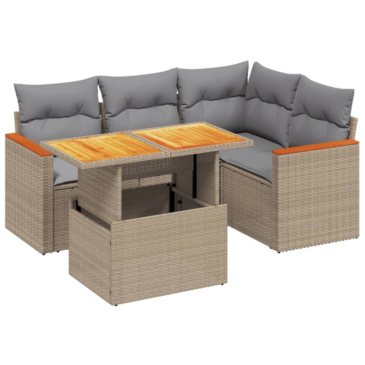 vidaXL 5-tlg Garten-Sofagarnitur mit Kissen Beige Poly Rattan Modell 212 günstig online kaufen