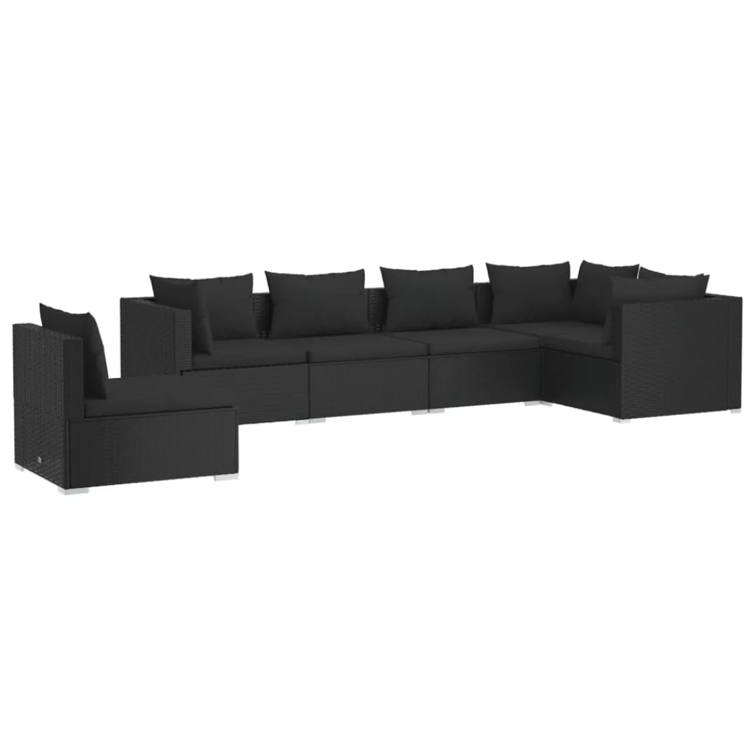 Vidaxl 6-tlg. Garten-lounge-set Mit Kissen Poly Rattan Schwarz günstig online kaufen