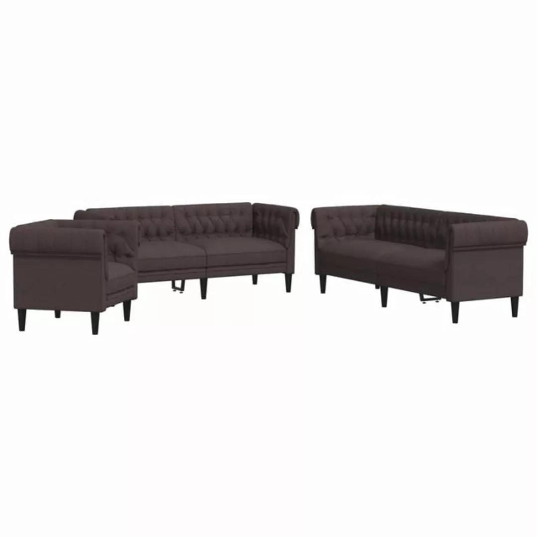 vidaXL Sofa 3-tlg. Sofagarnitur Dunkelbraun Stoff günstig online kaufen