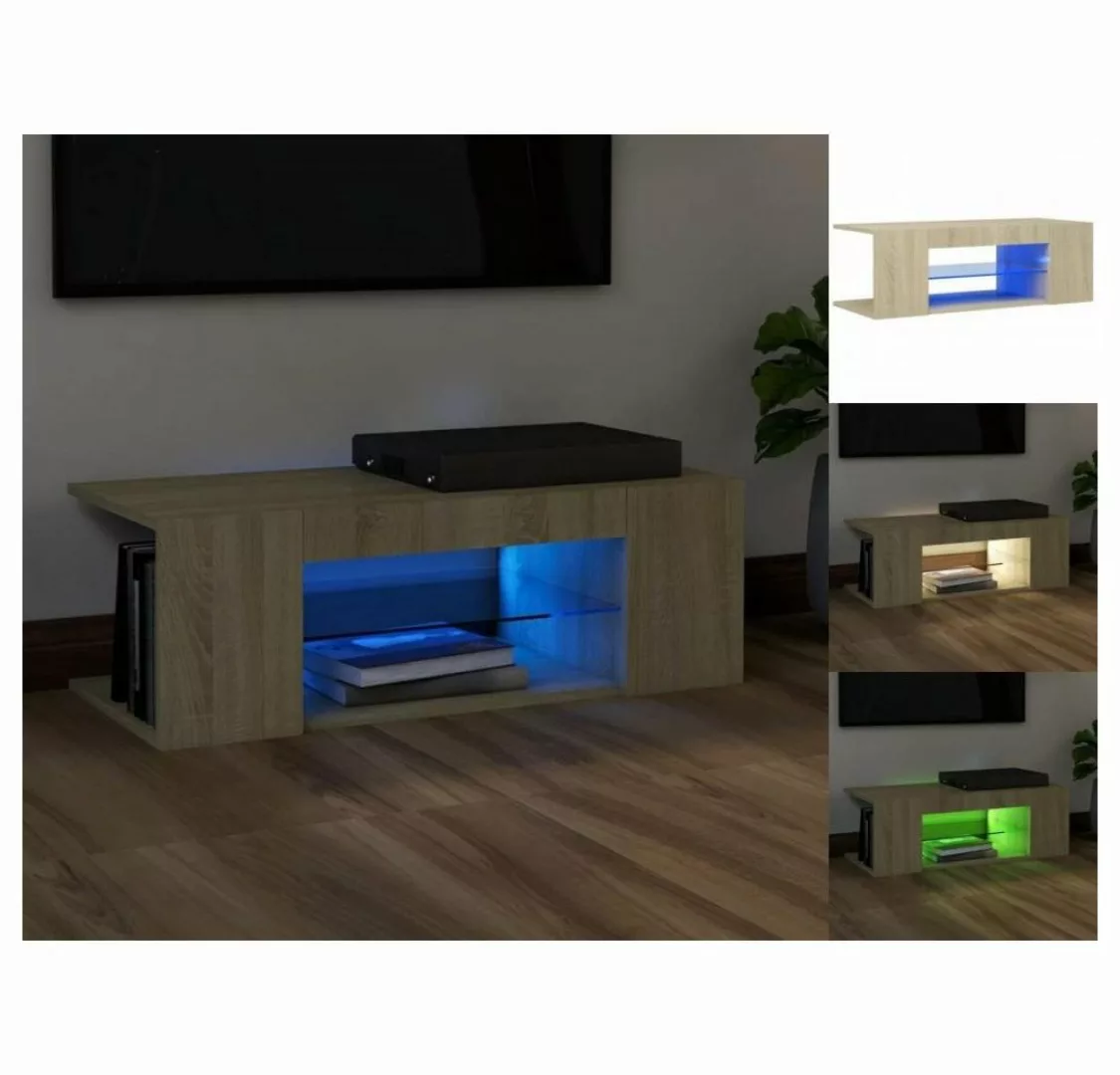 vidaXL TV-Schrank TV-Schrank mit LED-Leuchten Sonoma-Eiche 90x39x30 cm Lowb günstig online kaufen