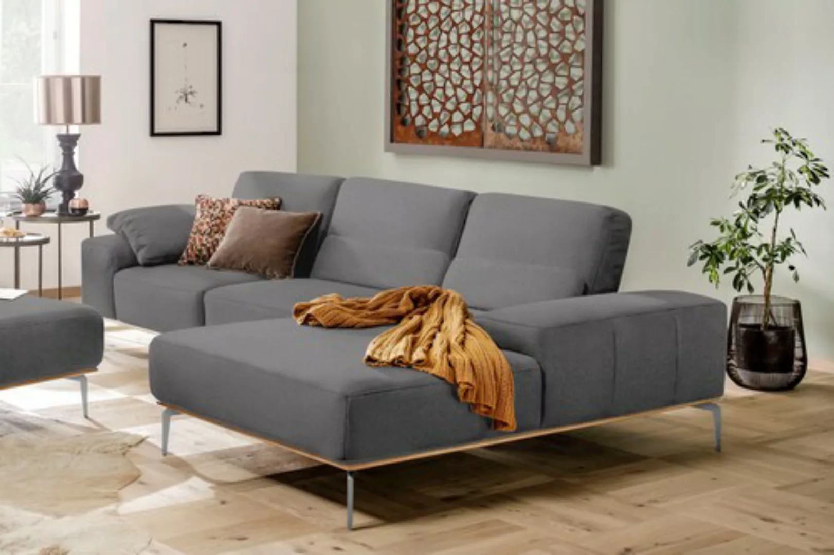 W.SCHILLIG Ecksofa run, mit elegantem Holzsockel, Füße in Chrom glänzend, B günstig online kaufen