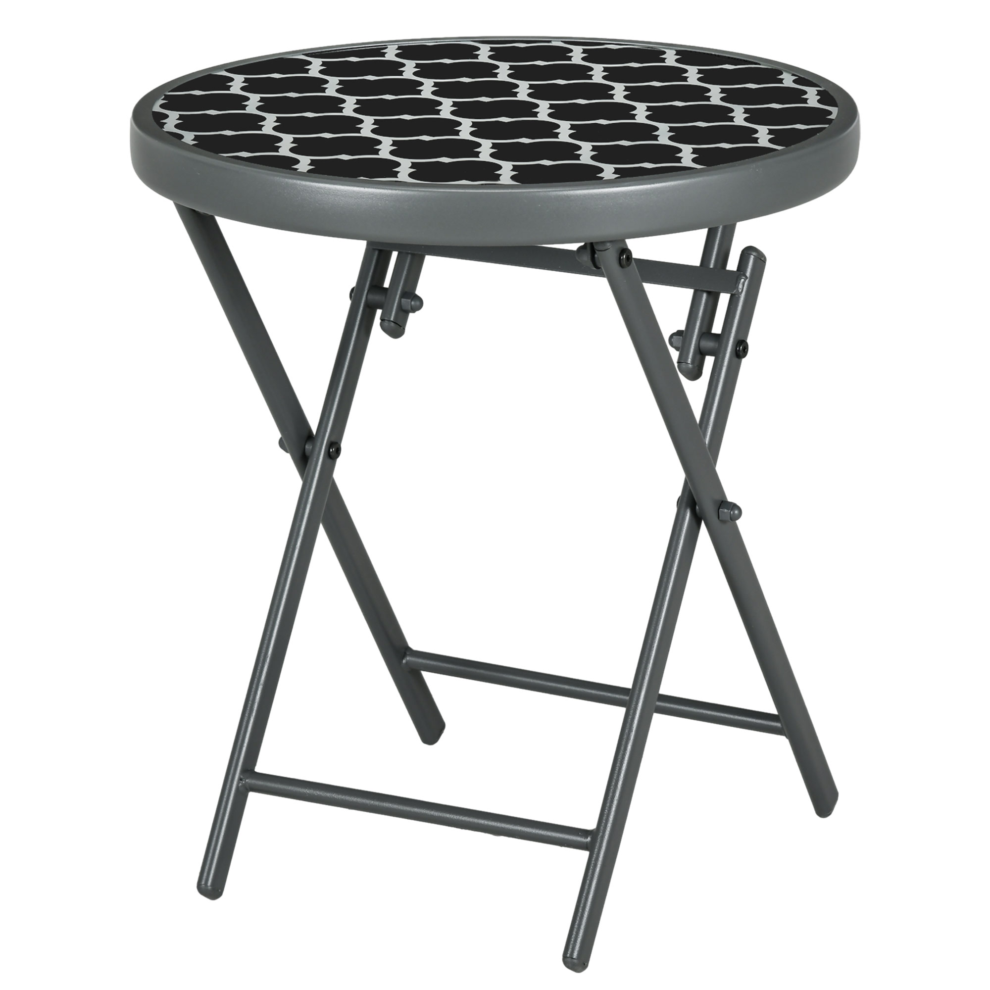 Outsunny Klapptisch Beistelltisch mit Glasplatte 45x45x50cm schwarz, ideal günstig online kaufen