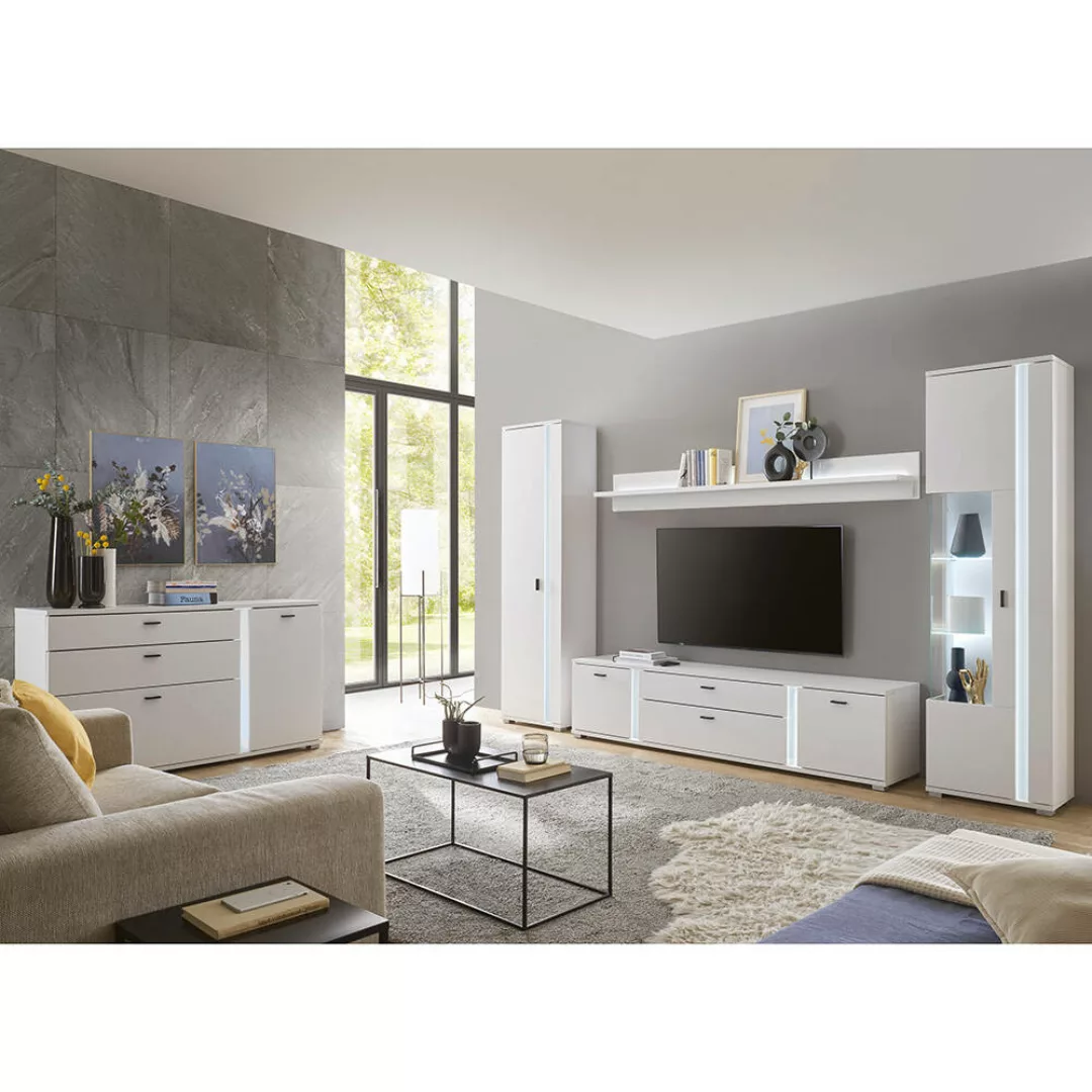 Wohnzimmer Set weiß LOVENO-61 Modern 5-teilig günstig online kaufen