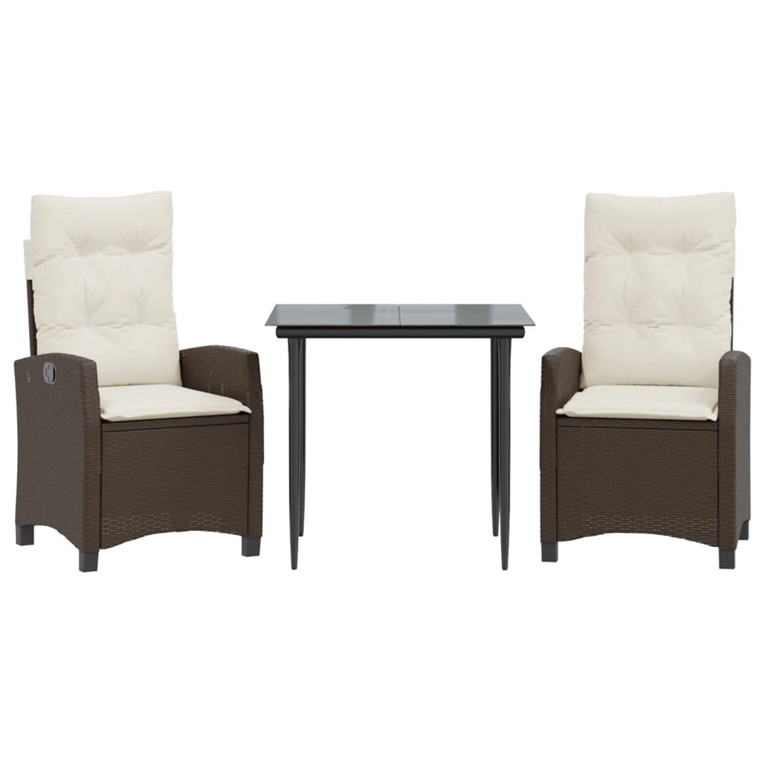 vidaXL 3-Tlg Garten-Essgruppe mit Kissen Braun Poly Rattan 3212762 günstig online kaufen